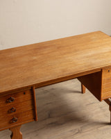 Danish Oak Executive Desk w/ Frontal Bookcase, 1970's - Lone Fox