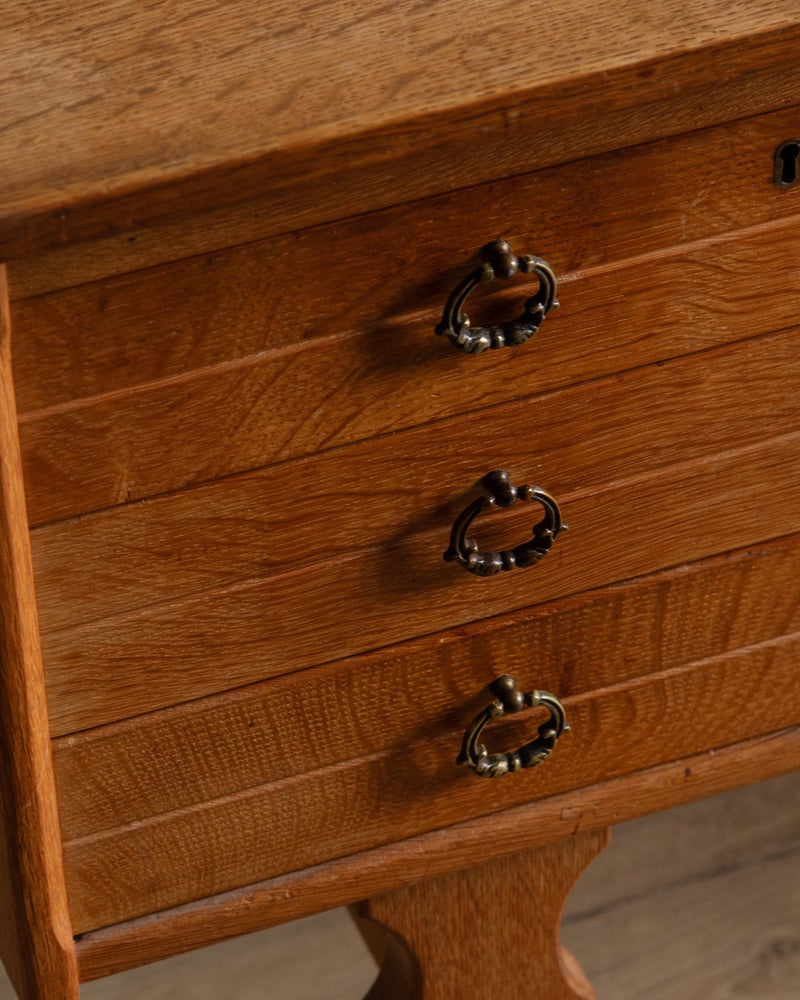 Danish Oak Executive Desk w/ Frontal Bookcase, 1970's - Lone Fox