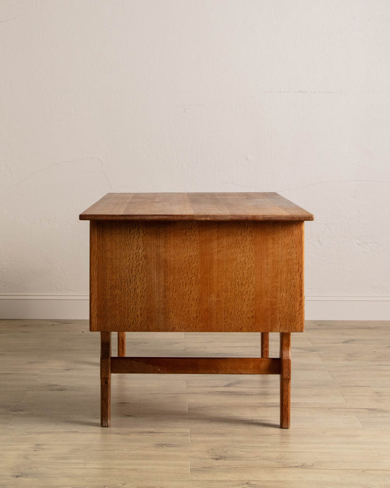 Danish Oak Executive Desk w/ Frontal Bookcase, 1970's - Lone Fox