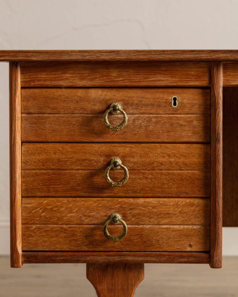 Danish Oak Executive Desk w/ Frontal Bookcase, 1970's - Lone Fox