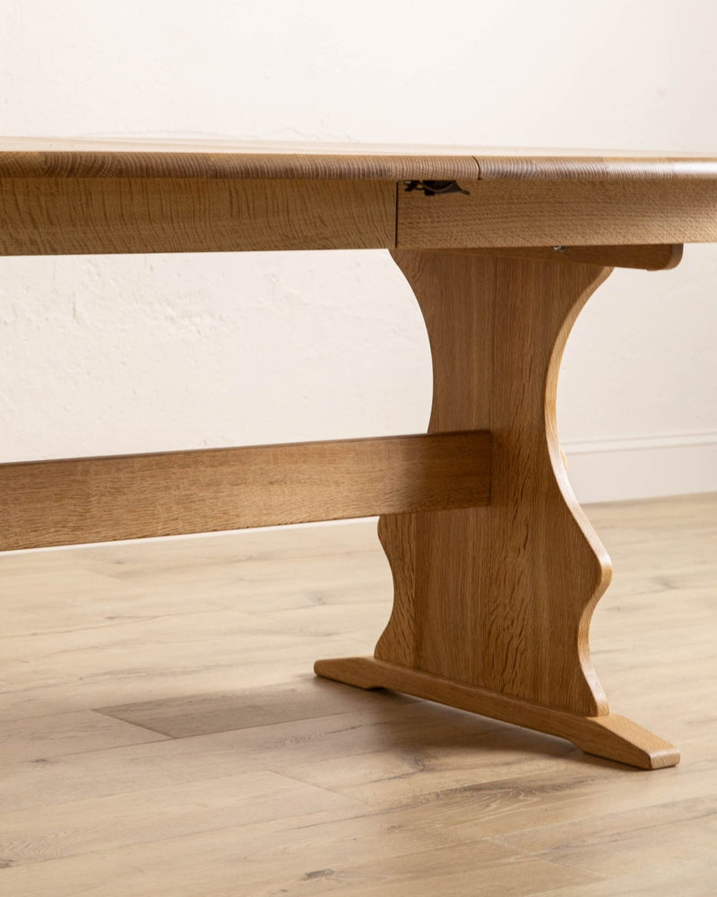 Danish Oak Expandable Trestle Dining Table, 1970's - Lone Fox