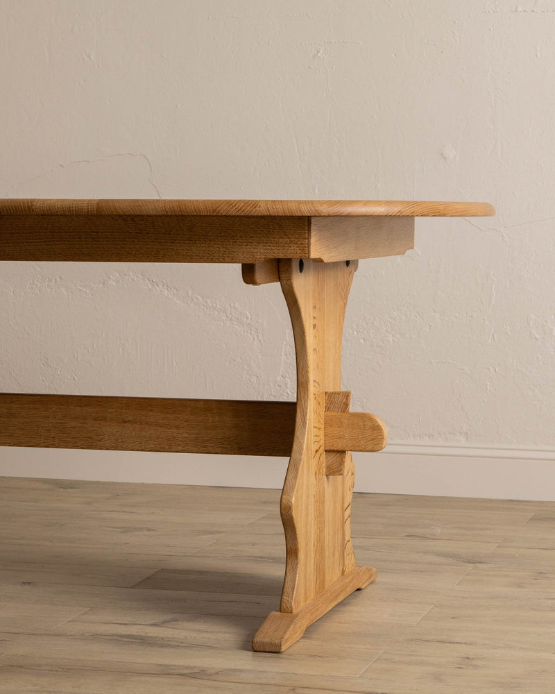 Danish Oak Expandable Trestle Dining Table, 1970's - Lone Fox