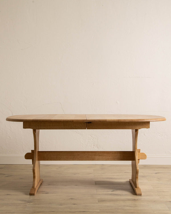 Danish Oak Expandable Trestle Dining Table, 1970's - Lone Fox