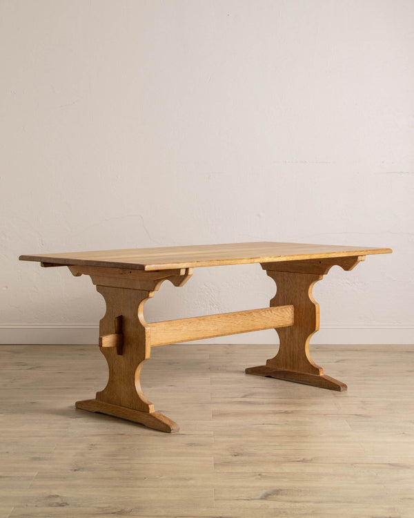 Danish Oak Trestle Dining Table, 1970's - Lone Fox