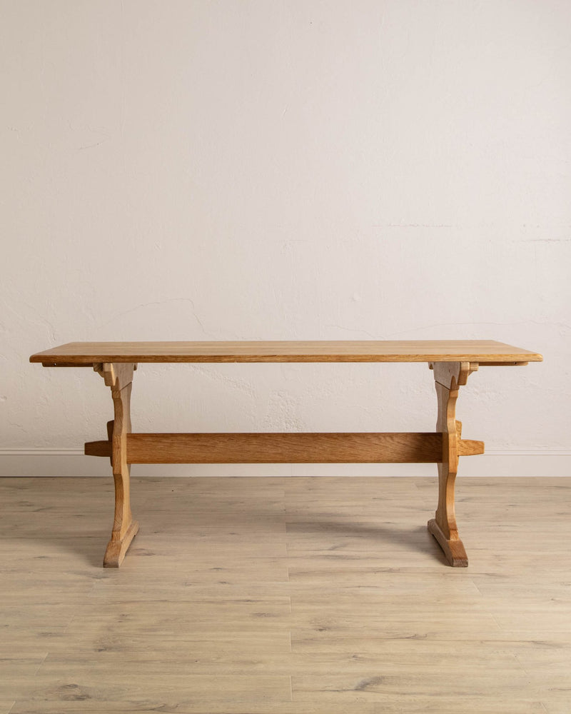 Danish Oak Trestle Dining Table, 1970's - Lone Fox