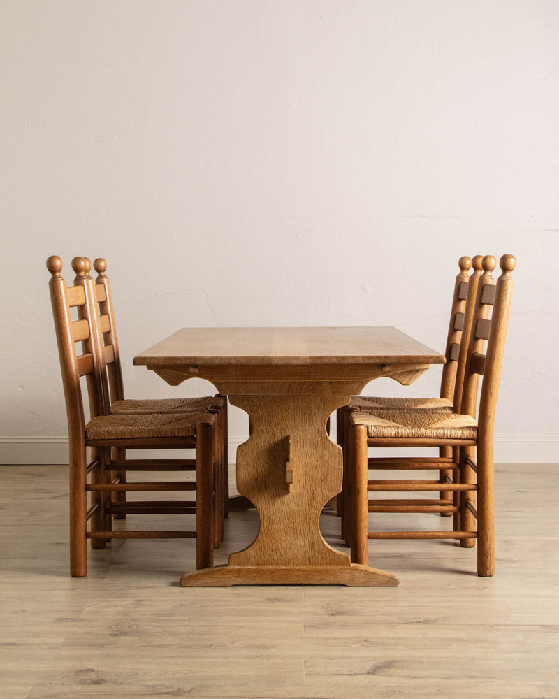 Danish Oak Trestle Dining Table, 1970's - Lone Fox