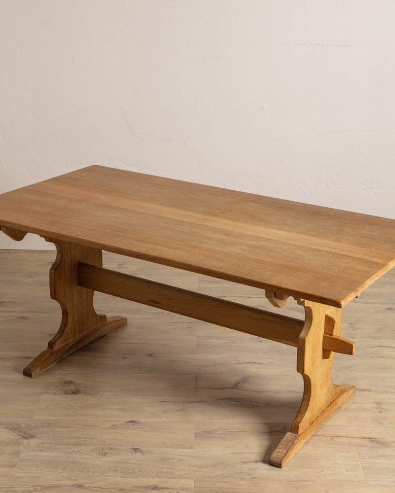 Danish Oak Trestle Dining Table, 1970's - Lone Fox