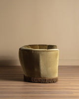 Danish Olive Mohair Banana Sofa w/ Fringe, 1960's - Lone Fox