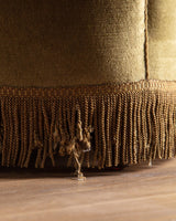 Danish Olive Mohair Banana Sofa w/ Fringe, 1960's - Lone Fox