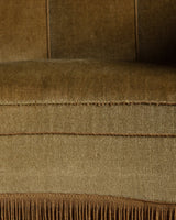 Danish Olive Mohair Banana Sofa w/ Fringe, 1960's - Lone Fox