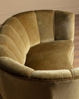 Danish Olive Mohair Banana Sofa w/ Fringe, 1960's - Lone Fox