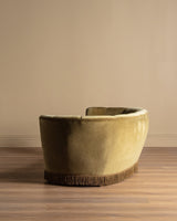 Danish Olive Mohair Banana Sofa w/ Fringe, 1960's - Lone Fox