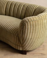 Danish Striped Mohair Banana Sofa, Denmark, 1950's - Lone Fox