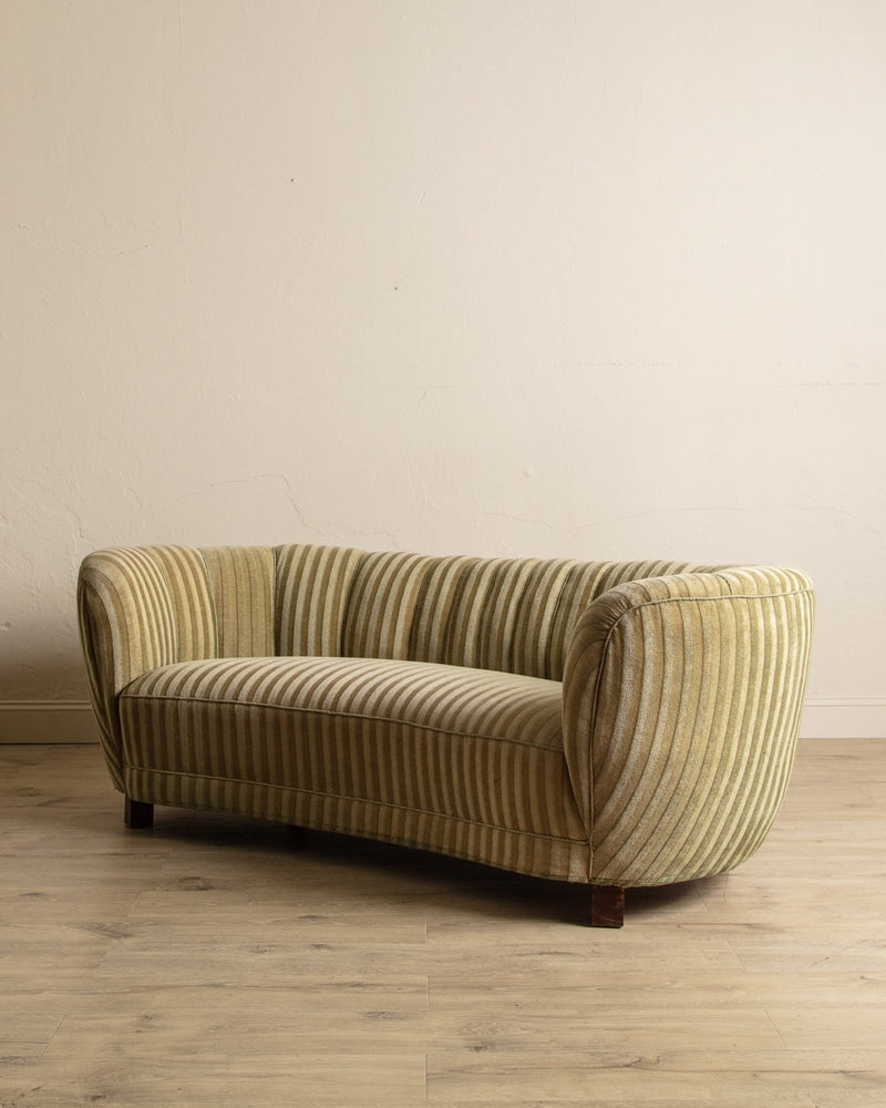 Danish Striped Mohair Banana Sofa, Denmark, 1950's - Lone Fox