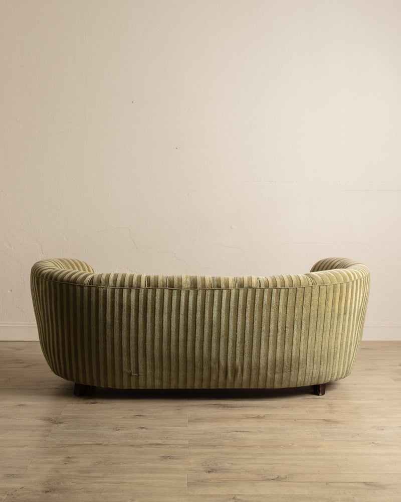 Danish Striped Mohair Banana Sofa, Denmark, 1950's - Lone Fox