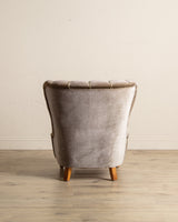 Danish Taupe Velvet Tufted Lounge Chair, 1960's - Lone Fox