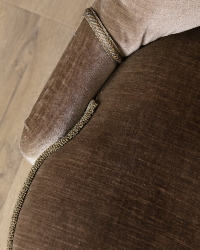 Danish Taupe Velvet Tufted Lounge Chair, 1960's - Lone Fox