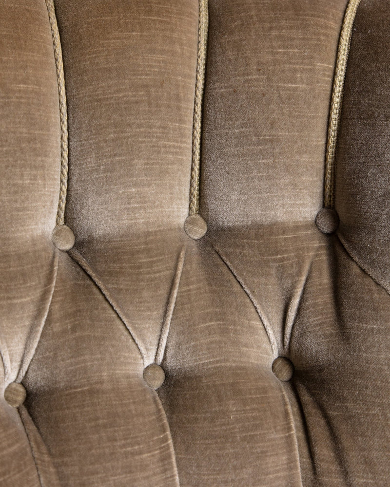 Danish Taupe Velvet Tufted Lounge Chair, 1960's - Lone Fox