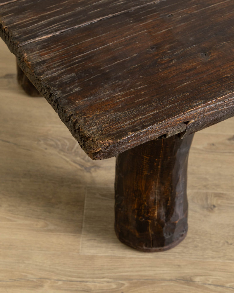 Dark Aged Chunky Wood Coffee Table - Lone Fox