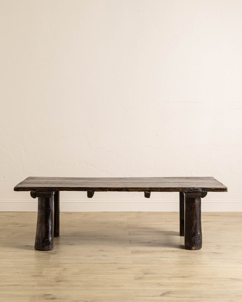 Dark Aged Chunky Wood Coffee Table - Lone Fox