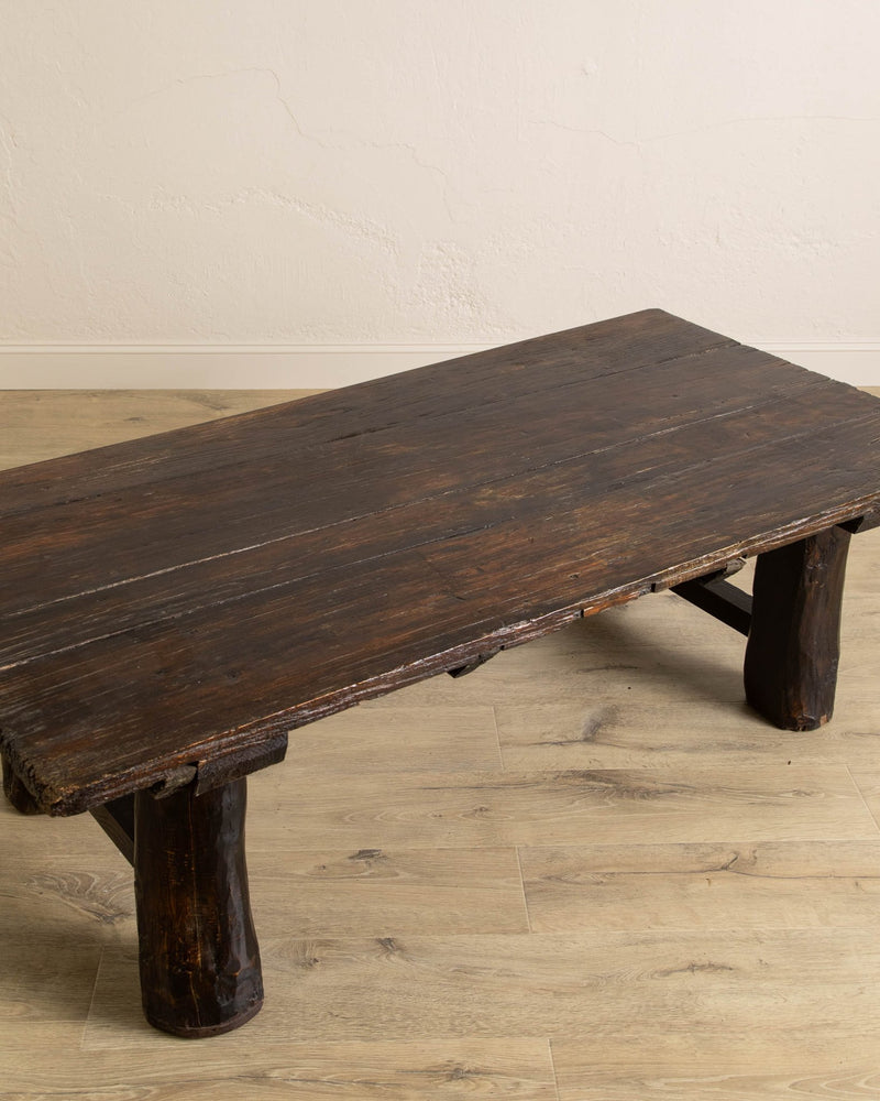 Dark Aged Chunky Wood Coffee Table - Lone Fox