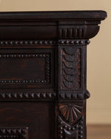 Dark Carved Oak Cabinet w/ Linen Fold Doors, France, 1890's - Lone Fox
