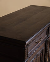 Dark Carved Oak Cabinet w/ Linen Fold Doors, France, 1890's - Lone Fox