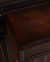 Dark Carved Oak Cabinet w/ Linen Fold Doors, France, 1890's - Lone Fox