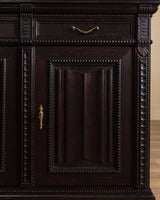 Dark Carved Oak Cabinet w/ Linen Fold Doors, France, 1890's - Lone Fox