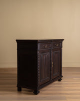 Dark Carved Oak Cabinet w/ Linen Fold Doors, France, 1890's - Lone Fox