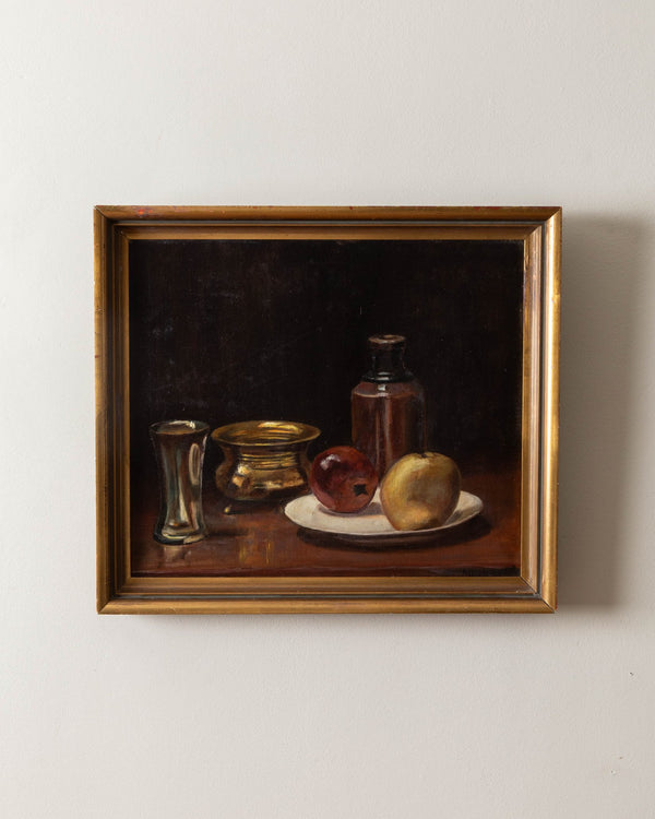 Dark Dutch Still Life Oil Painting, Netherlands, 1950's - Lone Fox