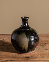 Dark Glazed Green & Copper Studio Pottery Jug, 1980's - Lone Fox