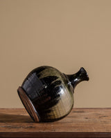 Dark Glazed Green & Copper Studio Pottery Jug, 1980's - Lone Fox