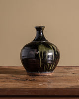 Dark Glazed Green & Copper Studio Pottery Jug, 1980's - Lone Fox