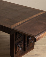 Dark Oak Expandable Dining Table, Manner of Charles Dudouyt, France, 1940's - Lone Fox