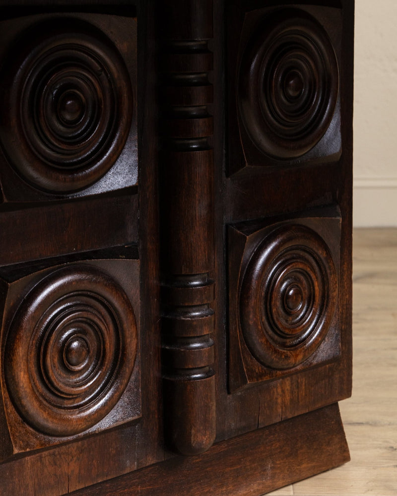 Dark Oak Expandable Dining Table, Manner of Charles Dudouyt, France, 1940's - Lone Fox