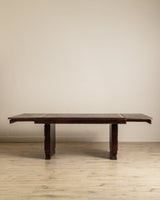 Dark Oak Expandable Dining Table, Manner of Charles Dudouyt, France, 1940's - Lone Fox