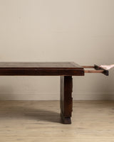 Dark Oak Expandable Dining Table, Manner of Charles Dudouyt, France, 1940's - Lone Fox