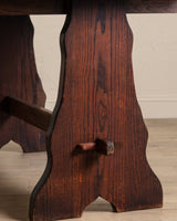 Dark Oak Trestle Base Dining Table - Lone Fox