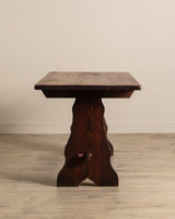Dark Oak Trestle Base Dining Table - Lone Fox