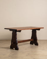 Dark Oak Trestle Base Dining Table - Lone Fox