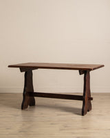 Dark Oak Trestle Base Dining Table - Lone Fox