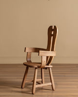 De Puydt Brutalist Oak Dining Chairs, Belgium, 1970s (Set of 6) - Lone Fox