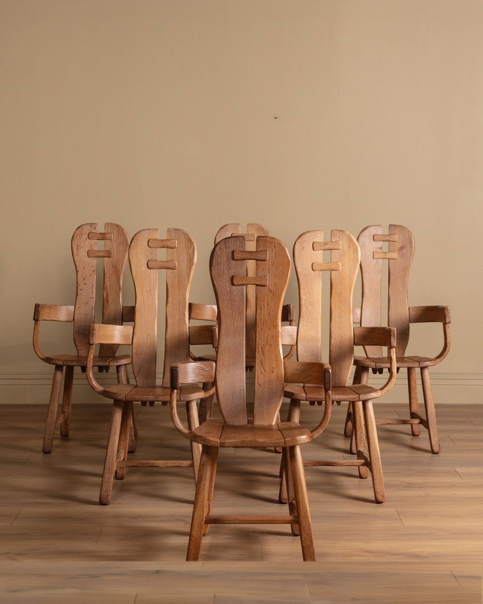 De Puydt チェア De Puydt Brutalist Oak Dining Chairs, Belgium, 1970s (6 Available