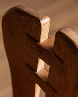 De Puydt Brutalist Oak Dining Chairs, Belgium, 1970s (Set of 6) - Lone Fox