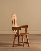 De Puydt Brutalist Oak Dining Chairs, Belgium, 1970s (Set of 6) - Lone Fox