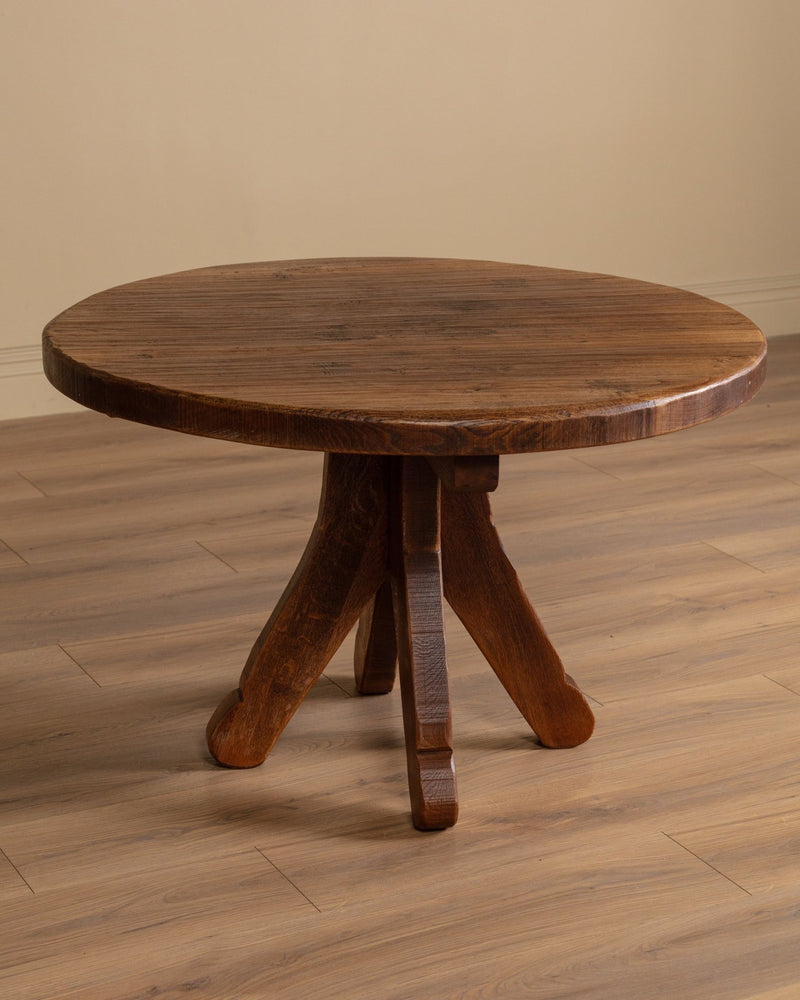 フランス ビンテージ Brutalist Pedestal Low Table De Puydt Brutalist Oak Dining Table, Belgium, 1970s – Lone Fox