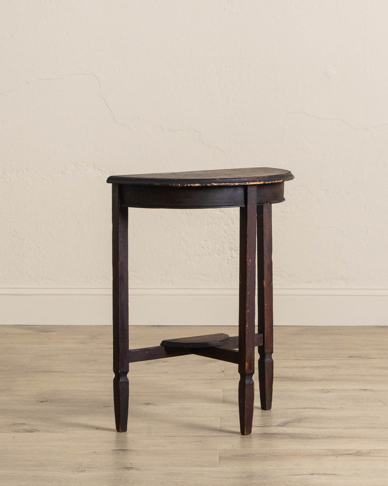 Demi Lune Side Table w/ Painted Border - Lone Fox