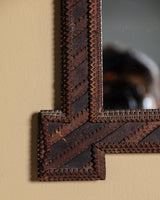 Diagonal Striped Tramp Art Mirror, Late 19th Century - Lone Fox