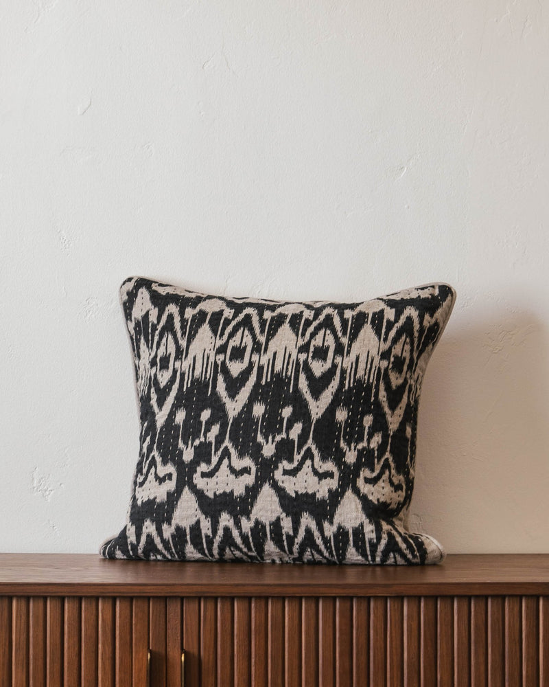 Dillon Quilted Linen Ikat Pillow - Lone Fox